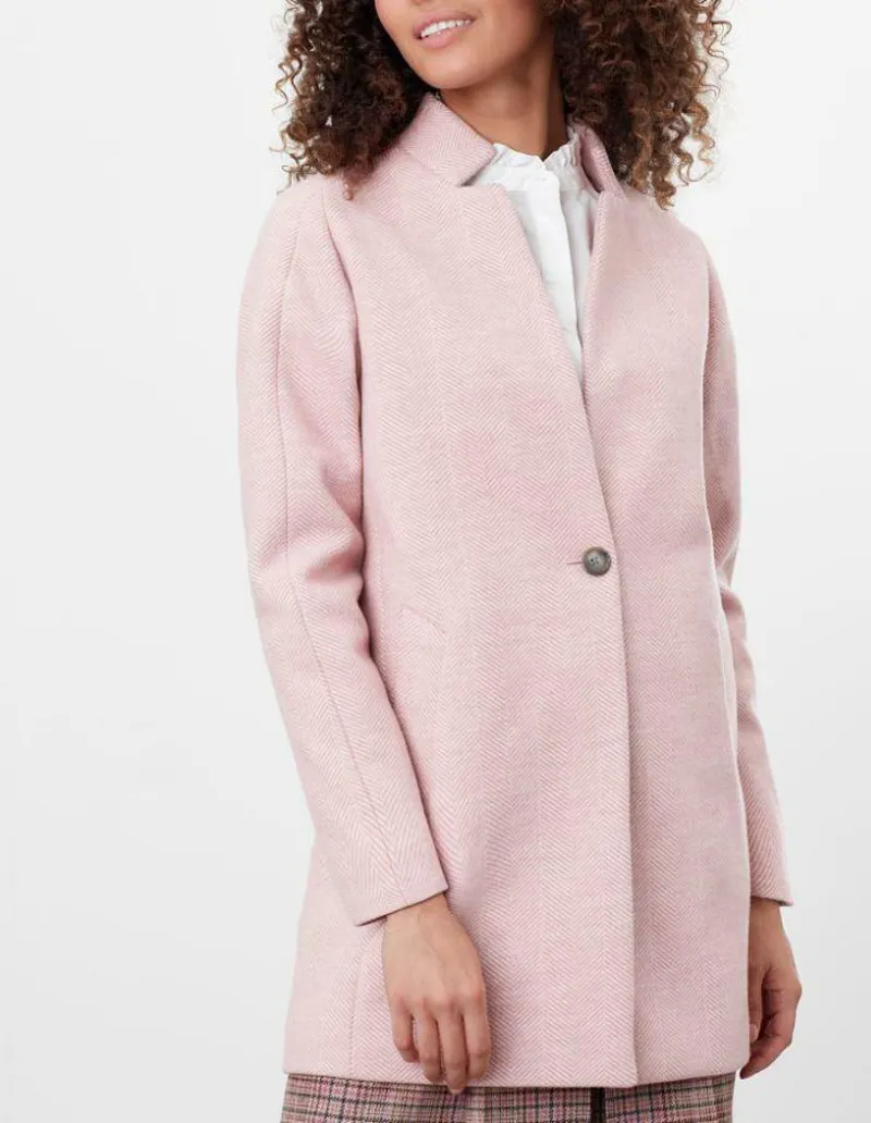 Joules Ladies Addington Pink Herringbone Coat